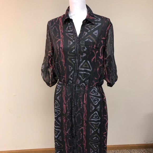 Moda International Dresses & Skirts - Moda Black Button Down Sheer Maxi Dress